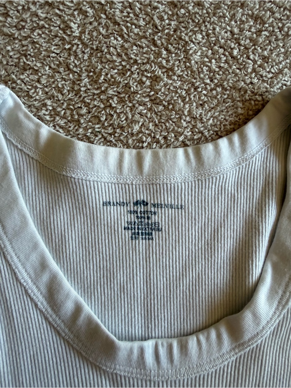 Brandy Melville Cream Ribbed Cropped Tank - Picture 2 of 3